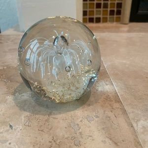 Vintage Art Glass Paperweight Controlled Bubbles White